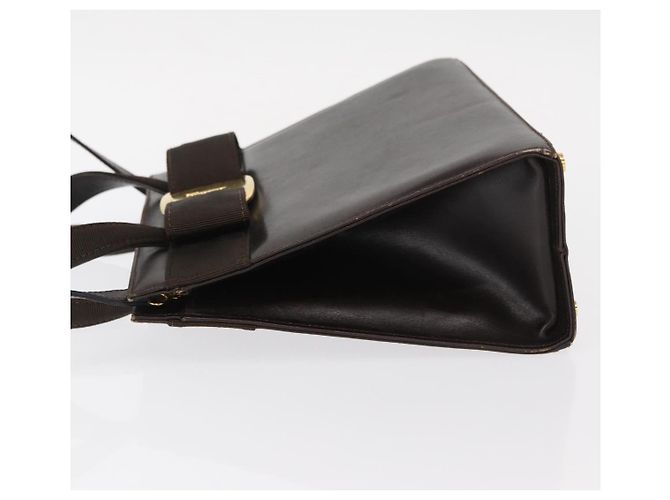 Borsa a mano Salvatore Ferragamo in pelle marrone dorato Auth ka006 - vista 4
