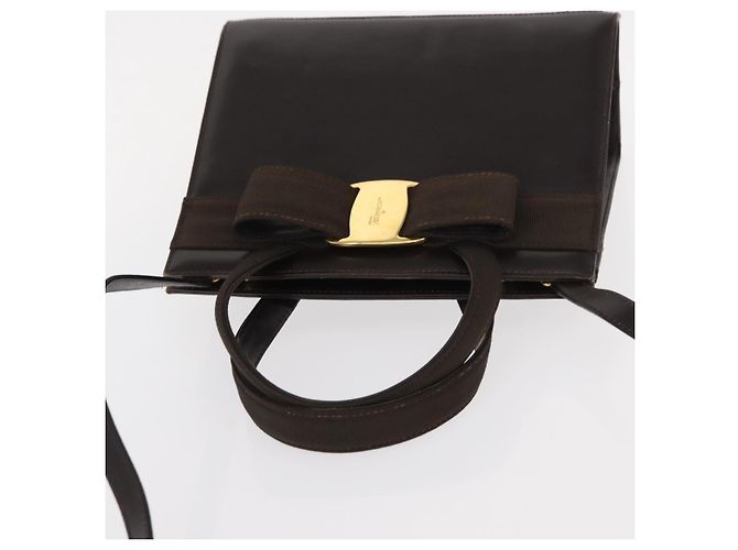 Borsa a mano Salvatore Ferragamo in pelle marrone dorato Auth ka006 - vista 6