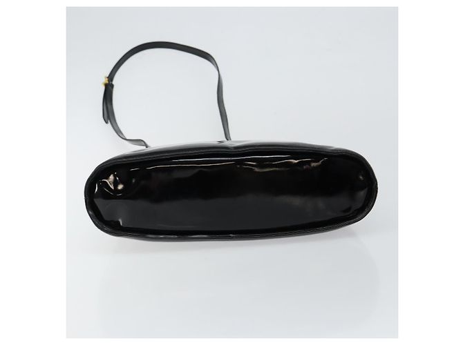 Bolsa Gancini de esmalte 2 em 1 preta e dourada Auth 147151 da Salvatore Ferragamo Preto Dourado - vista 11