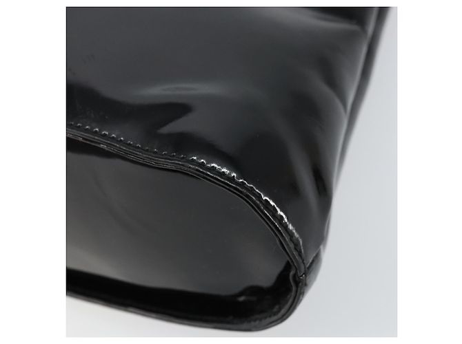 Bolsa Gancini de esmalte 2 em 1 preta e dourada Auth 147151 da Salvatore Ferragamo Preto Dourado - vista 12