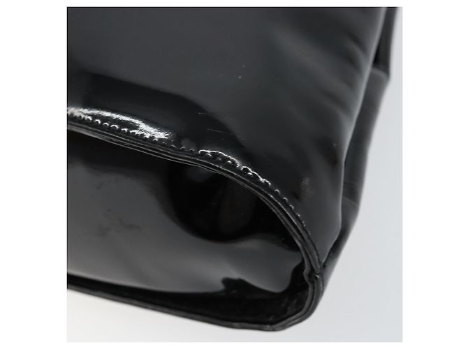 Bolsa Gancini de esmalte 2 em 1 preta e dourada Auth 147151 da Salvatore Ferragamo Preto Dourado - vista 14