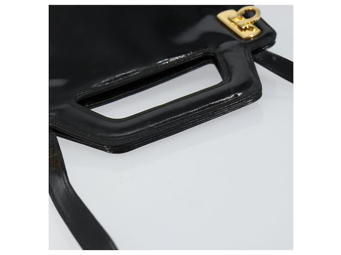 Bolsa Gancini de esmalte 2 em 1 preta e dourada Auth 147151 da Salvatore Ferragamo Preto Dourado - vista 7