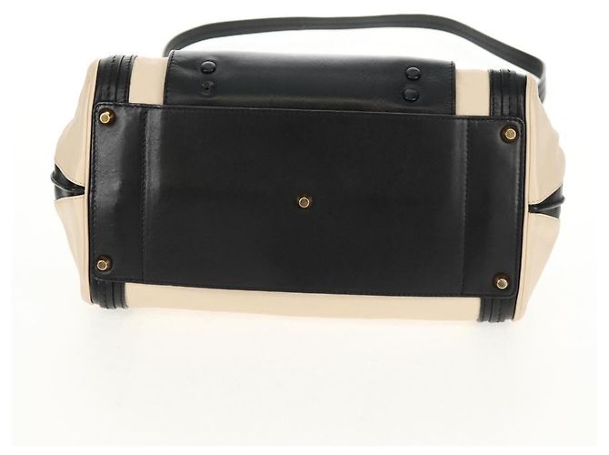Chloé Chloe Alice Hand Bag Leather 2way White Black Auth BA6836 - view 11