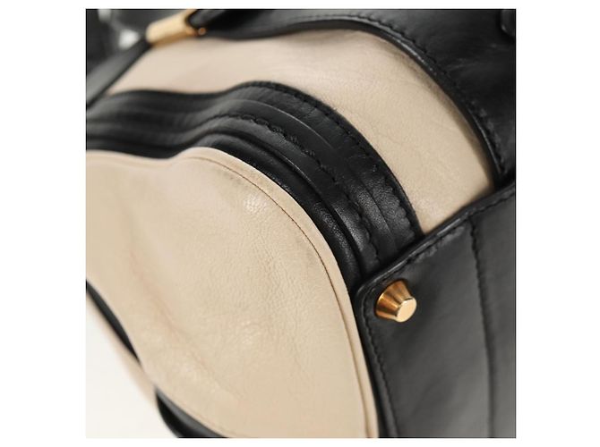 Chloé Chloe Alice Hand Bag Leather 2way White Black Auth BA6836 - view 12