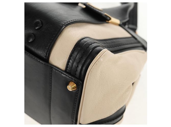 Chloé Chloe Alice Hand Bag Leather 2way White Black Auth BA6836 - view 13
