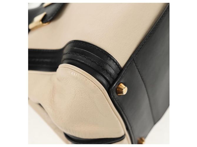 Chloé Chloe Alice Hand Bag Leather 2way White Black Auth BA6836 - view 14