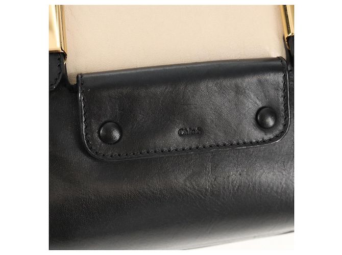 Chloé Chloe Alice Hand Bag Leather 2way White Black Auth BA6836 - view 16