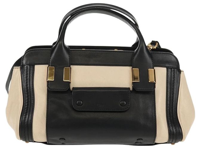 Chloé Chloe Alice Hand Bag Leather 2way White Black Auth BA6836 - view 2