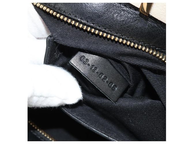Chloé Chloe Alice Hand Bag Leather 2way White Black Auth BA6836 - view 26
