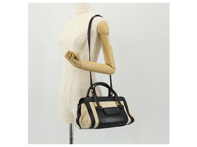 Chloé Chloe Alice Hand Bag Leather 2way White Black Auth BA6836 - view 27