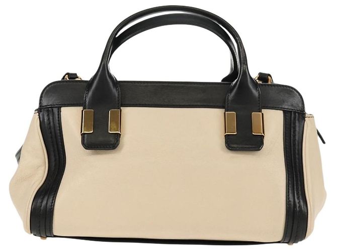 Chloé Chloe Alice Hand Bag Leather 2way White Black Auth BA6836 - view 3