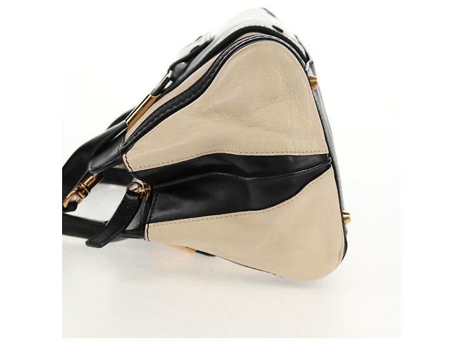 Chloé Chloe Alice Hand Bag Leather 2way White Black Auth BA6836 - view 4