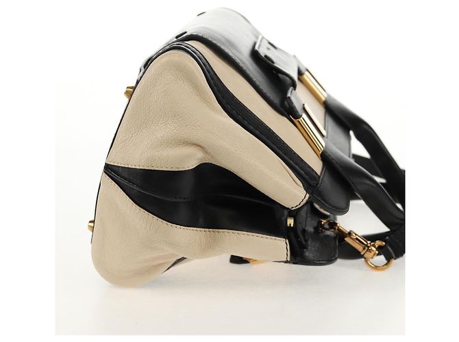 Chloé Chloe Alice Hand Bag Leather 2way White Black Auth BA6836 - view 5