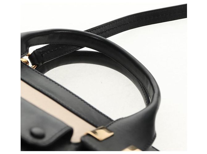 Chloé Chloe Alice Hand Bag Leather 2way White Black Auth BA6836 - view 8
