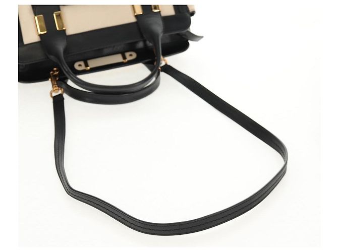 Chloé Chloe Alice Hand Bag Leather 2way White Black Auth BA6836 - view 9