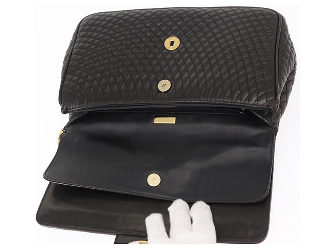 BALLY Borsa a Spalla con Catena Pelle Nera Oro Auth am9754 Nero D'oro - vista 10