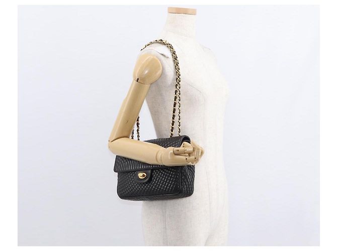 BALLY Borsa a Spalla con Catena Pelle Nera Oro Auth am9754 Nero D'oro - vista 25