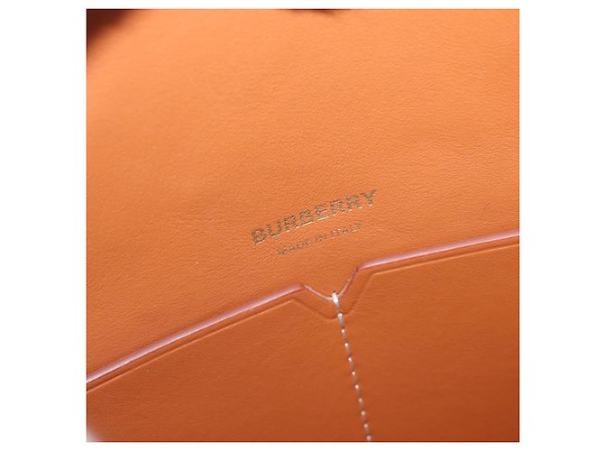 Borsa Tote Burberry in tela e pelle bianca dorata Auth BA7702 Bianco D'oro - vista 11