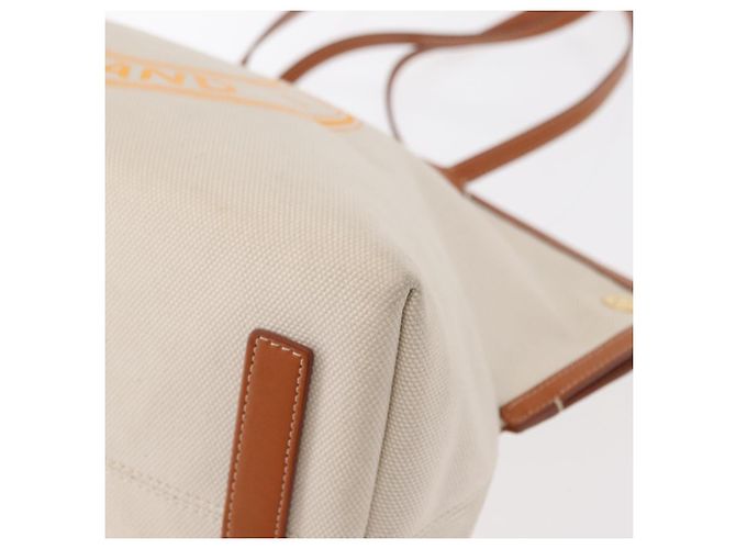 Borsa Tote Burberry in tela e pelle bianca dorata Auth BA7702 Bianco D'oro - vista 15