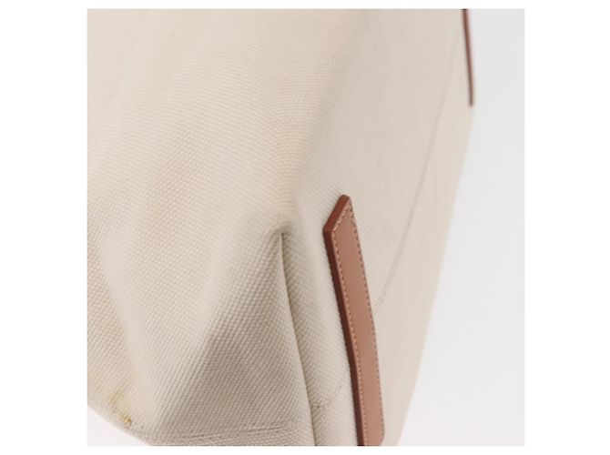 Borsa Tote Burberry in tela e pelle bianca dorata Auth BA7702 Bianco D'oro - vista 16