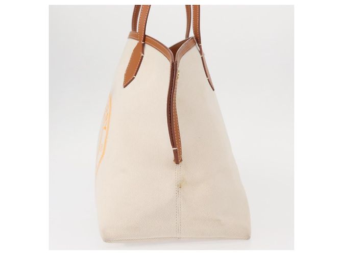 Borsa Tote Burberry in tela e pelle bianca dorata Auth BA7702 Bianco D'oro - vista 3