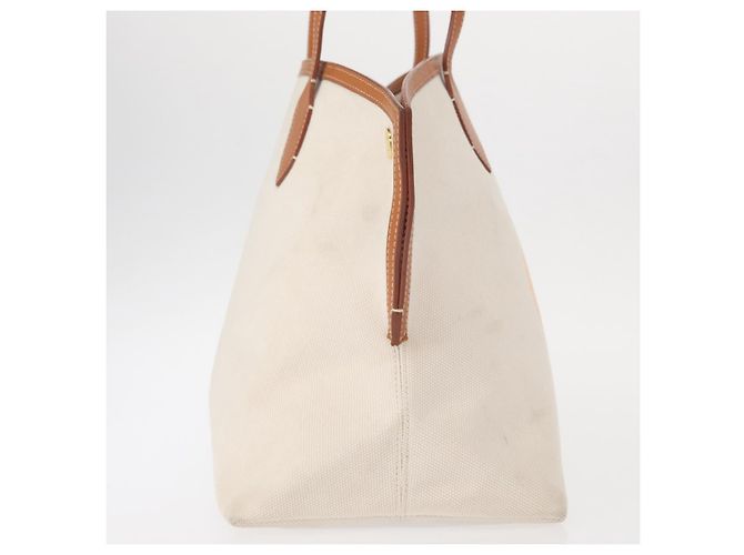 Borsa Tote Burberry in tela e pelle bianca dorata Auth BA7702 Bianco D'oro - vista 5