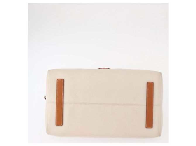 Borsa Tote Burberry in tela e pelle bianca dorata Auth BA7702 Bianco D'oro - vista 6
