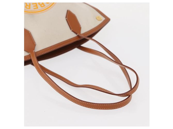Borsa Tote Burberry in tela e pelle bianca dorata Auth BA7702 Bianco D'oro - vista 8