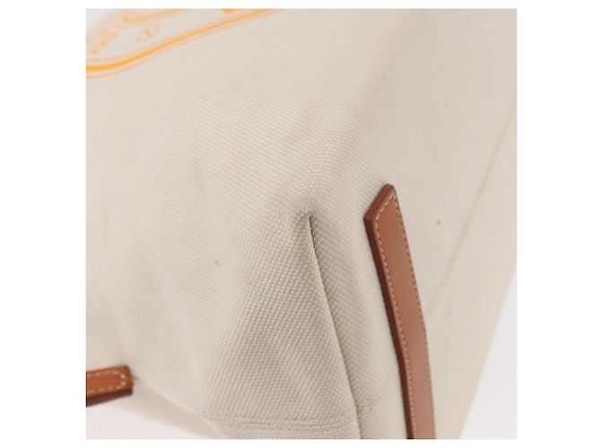 Borsa Tote Burberry in tela e pelle bianca dorata Auth BA7702 Bianco D'oro - vista 9