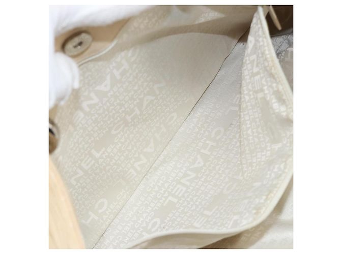 CHANEL Borsa a Mano in Tela Beige Argento CC Auth 147412 - vista 22