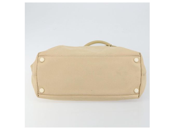 CHANEL Borsa a Mano in Tela Beige Argento CC Auth 147412 - vista 9