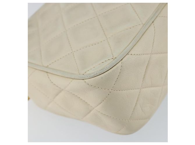 CHANEL Borsa a Spalla Matelassé in Pelle di Agnello Beige Oro CC Auth BA8033 D'oro - vista 17