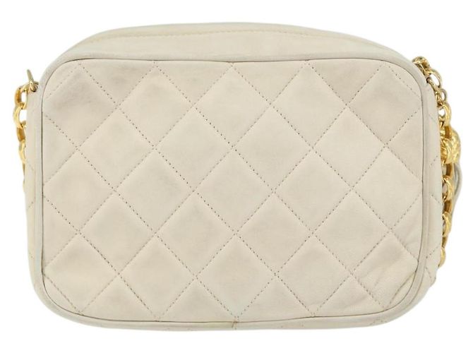 CHANEL Borsa a Spalla Matelassé in Pelle di Agnello Beige Oro CC Auth BA8033 D'oro - vista 2