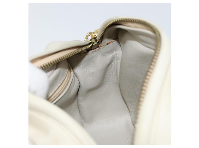 CHANEL Borsa a Spalla Matelassé in Pelle di Agnello Beige Oro CC Auth BA8033 D'oro - vista 20