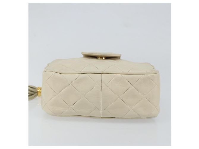 CHANEL Borsa a Spalla Matelassé in Pelle di Agnello Beige Oro CC Auth BA8033 D'oro - vista 5