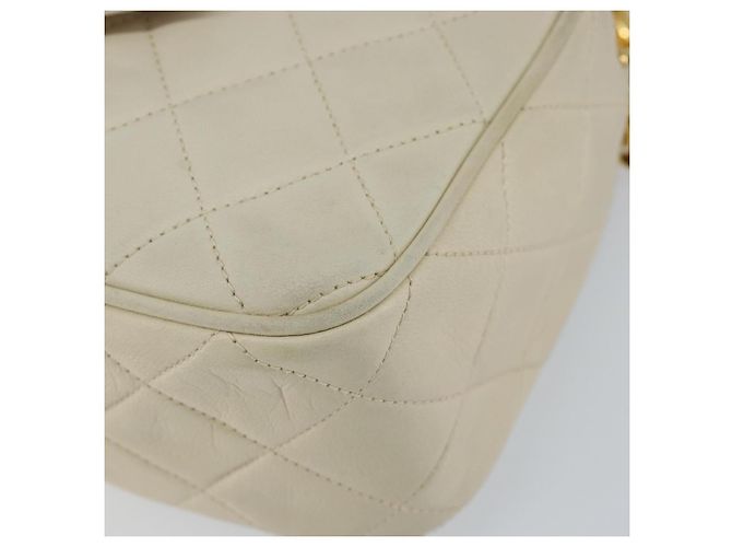 CHANEL Borsa a Spalla Matelassé in Pelle di Agnello Beige Oro CC Auth BA8033 D'oro - vista 8