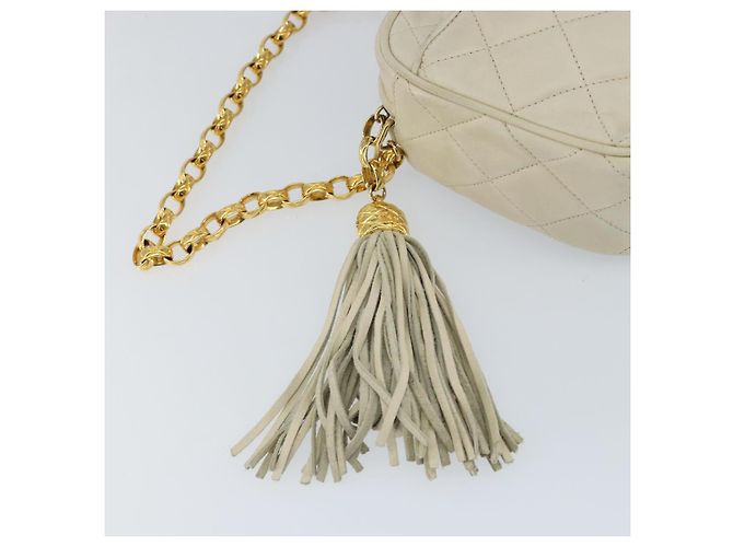 CHANEL Borsa a Spalla Matelassé in Pelle di Agnello Beige Oro CC Auth BA8033 D'oro - vista 9