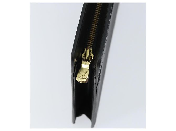 LOUIS VUITTON Pochette Masculina Epi Bolsa de Mão Preta M52522 LV Auth BA7650 Preto - vista 8