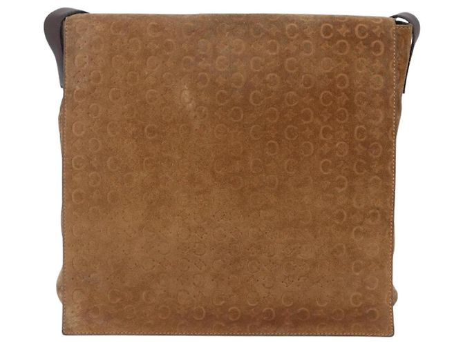 Céline Bolso de Hombro de Lona Macadam C de CELINE en Suede Beige Dorado Auth bs31022 - vista 13
