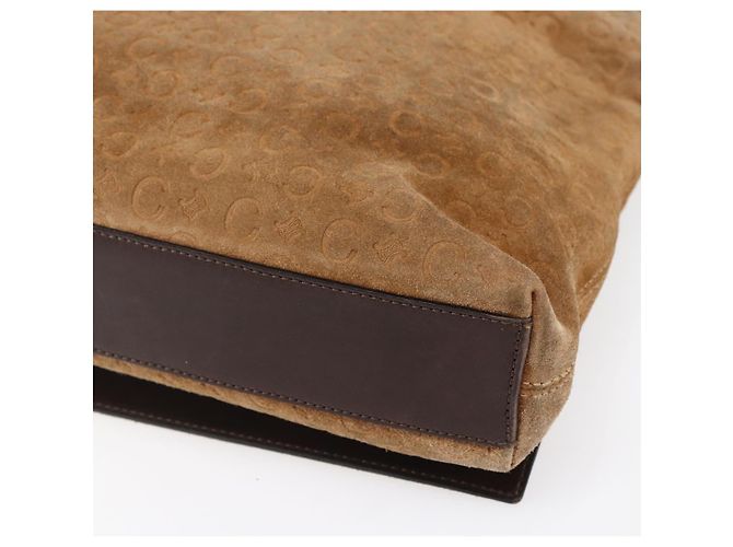 Céline Bolso de Hombro de Lona Macadam C de CELINE en Suede Beige Dorado Auth bs31022 - vista 15