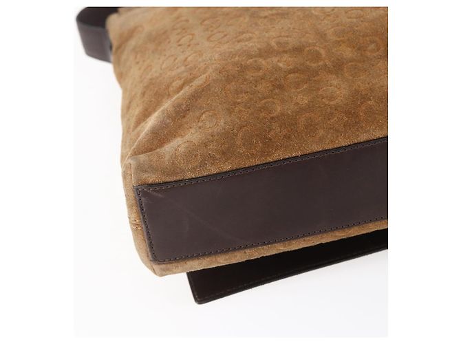 Céline Bolso de Hombro de Lona Macadam C de CELINE en Suede Beige Dorado Auth bs31022 - vista 16