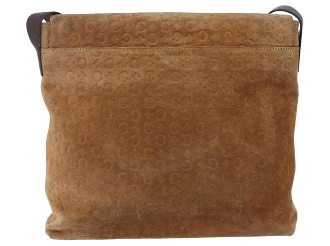 Céline Bolso de Hombro de Lona Macadam C de CELINE en Suede Beige Dorado Auth bs31022 - vista 2