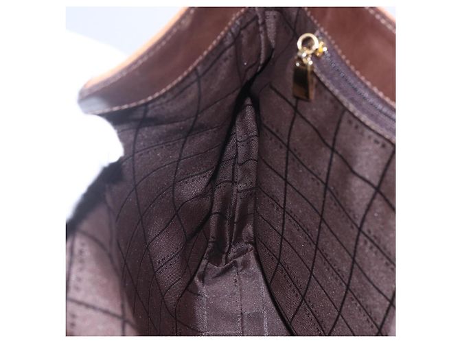 Céline Bolso de Hombro de Lona Macadam C de CELINE en Suede Beige Dorado Auth bs31022 - vista 20