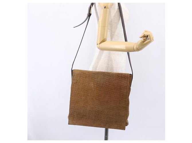 Céline Bolso de Hombro de Lona Macadam C de CELINE en Suede Beige Dorado Auth bs31022 - vista 21