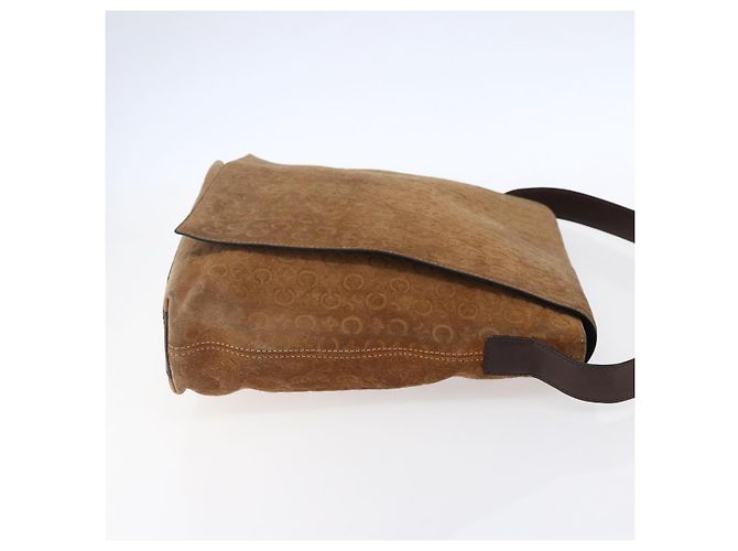 Céline Bolso de Hombro de Lona Macadam C de CELINE en Suede Beige Dorado Auth bs31022 - vista 4