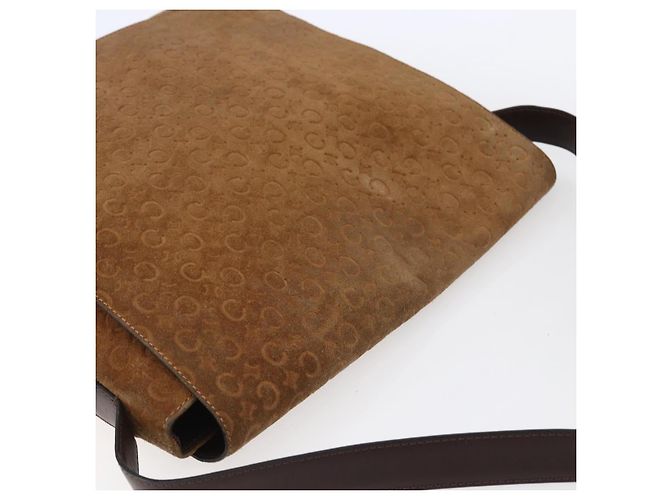 Céline Bolso de Hombro de Lona Macadam C de CELINE en Suede Beige Dorado Auth bs31022 - vista 6