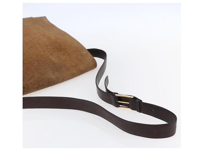 Céline Bolso de Hombro de Lona Macadam C de CELINE en Suede Beige Dorado Auth bs31022 - vista 7