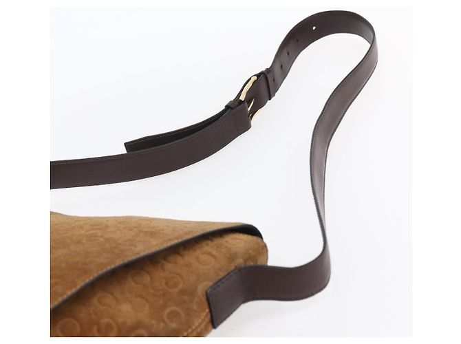 Céline Bolso de Hombro de Lona Macadam C de CELINE en Suede Beige Dorado Auth bs31022 - vista 8