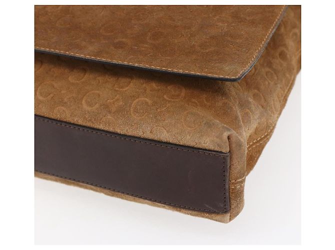 Céline Bolso de Hombro de Lona Macadam C de CELINE en Suede Beige Dorado Auth bs31022 - vista 9