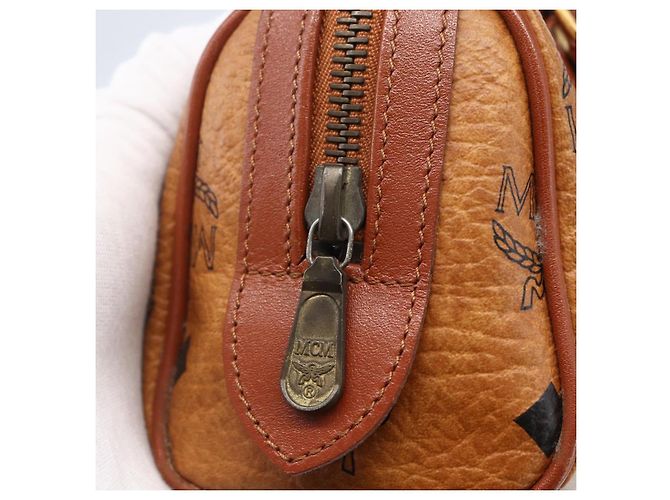 Borsa Boston Mini Vicetos Logogram MCM in pelle PVC 2 in 1 marrone oro Auth gh1320 D'oro - vista 10